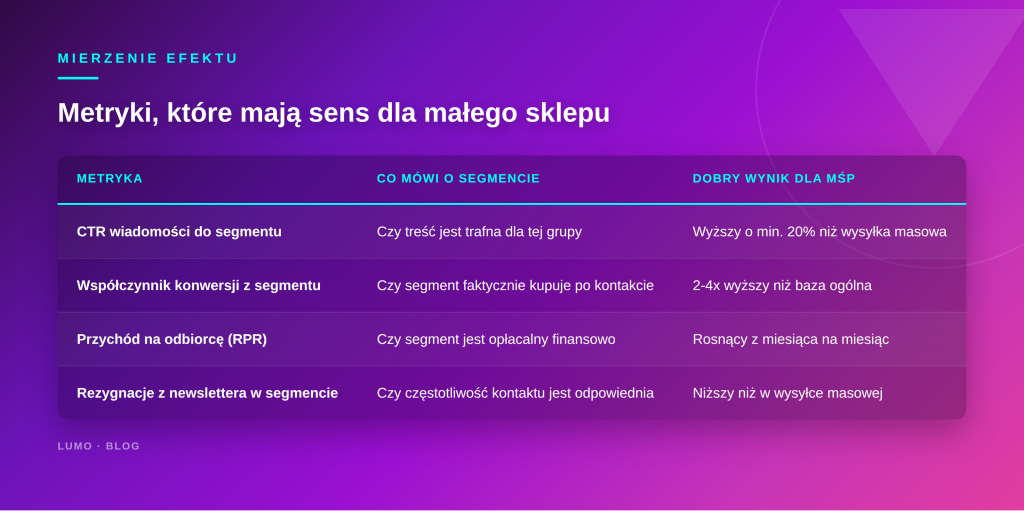 metryki sukcesu w segmentacji